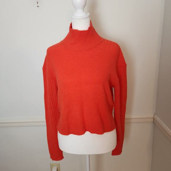 Free People Aubrey Cashmere Sweater Size XS Womens Orange Turtleneck Pullover - Picture 1 of 11
